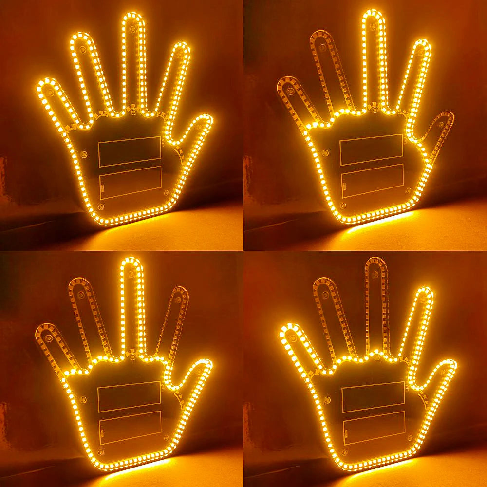 Funny Gift for Men Gesture Light Car Gadgets LED Hand Sign Car Interior Ornaments Middle Finger Light Luminous Hand for Vehicle