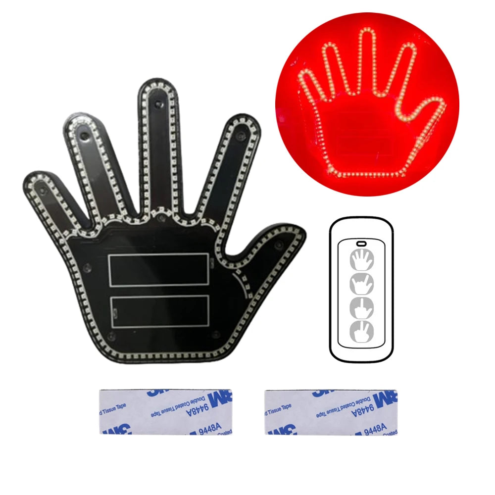 Funny Gift for Men Gesture Light Car Gadgets LED Hand Sign Car Interior Ornaments Middle Finger Light Luminous Hand for Vehicle