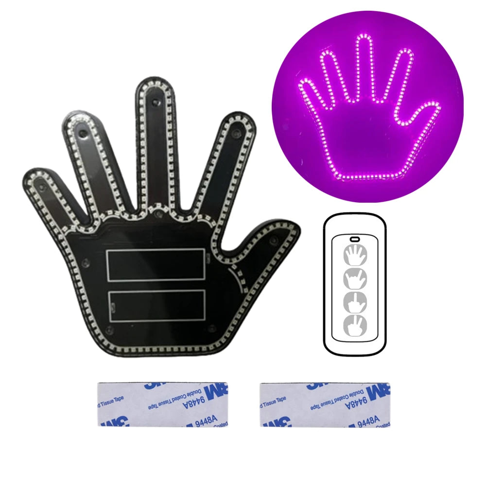 Funny Gift for Men Gesture Light Car Gadgets LED Hand Sign Car Interior Ornaments Middle Finger Light Luminous Hand for Vehicle