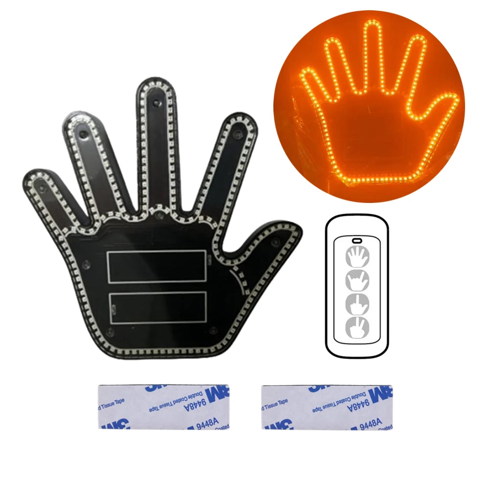Funny Gift for Men Gesture Light Car Gadgets LED Hand Sign Car Interior Ornaments Middle Finger Light Luminous Hand for Vehicle