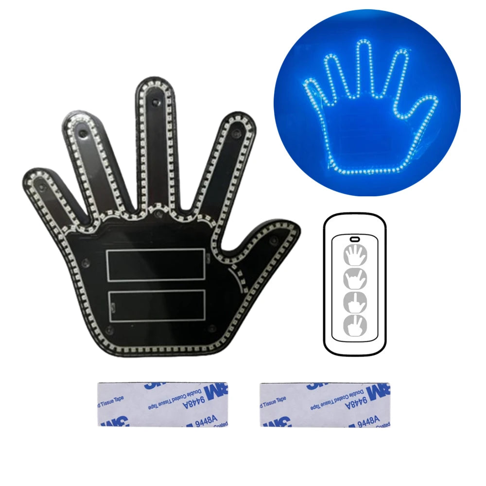 Funny Gift for Men Gesture Light Car Gadgets LED Hand Sign Car Interior Ornaments Middle Finger Light Luminous Hand for Vehicle