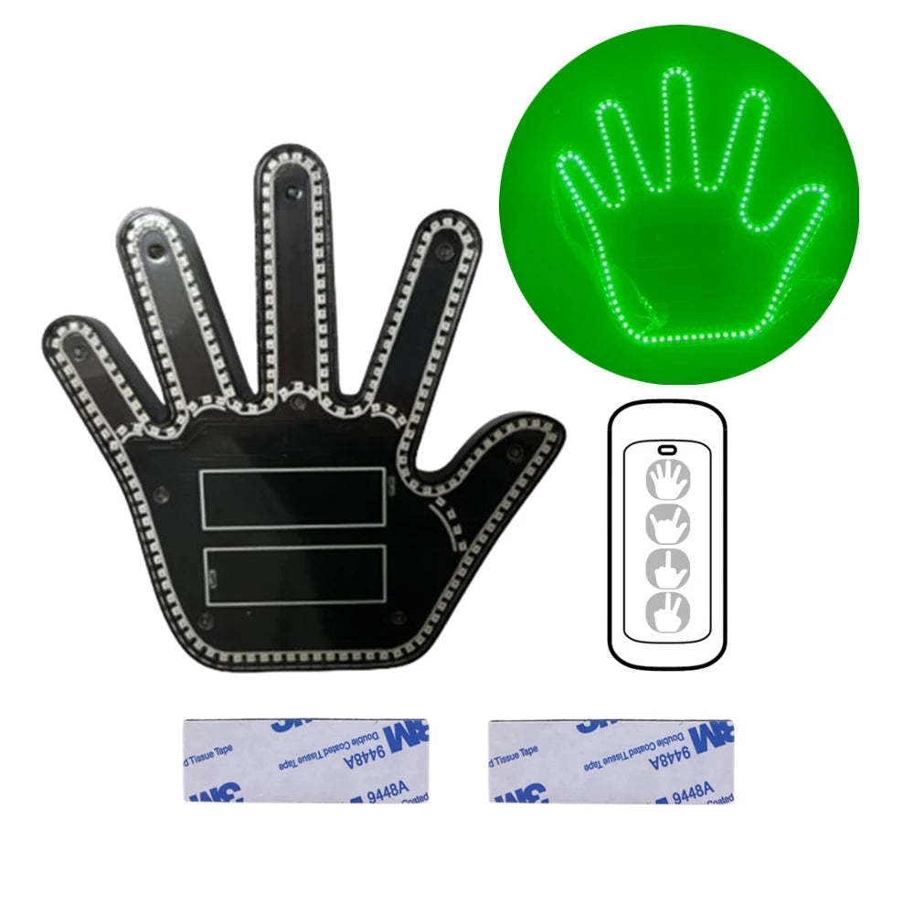Funny Gift for Men Gesture Light Car Gadgets LED Hand Sign Car Interior Ornaments Middle Finger Light Luminous Hand for Vehicle