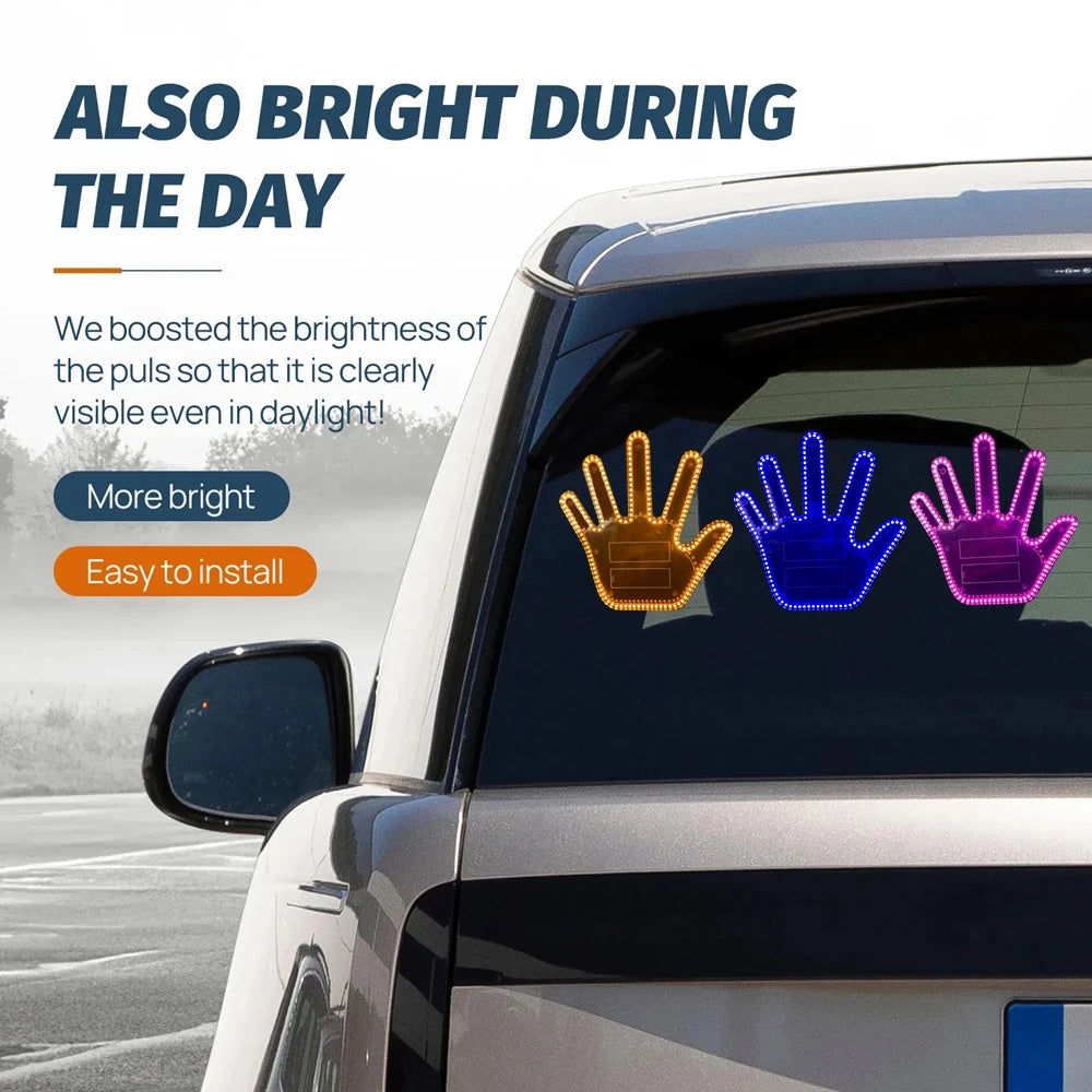 Funny Gift for Men Gesture Light Car Gadgets LED Hand Sign Car Interior Ornaments Middle Finger Light Luminous Hand for Vehicle